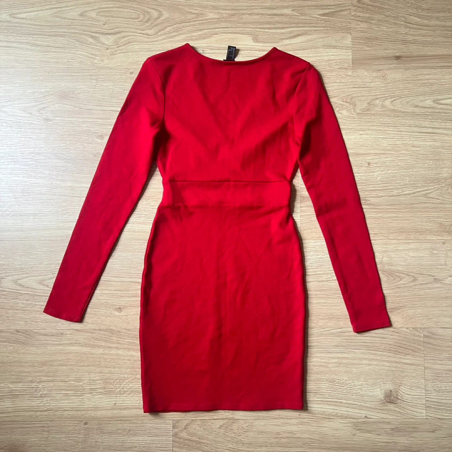 Forever21 Red V-neck Long Sleeve Bodycon Mini Dress - photo 5