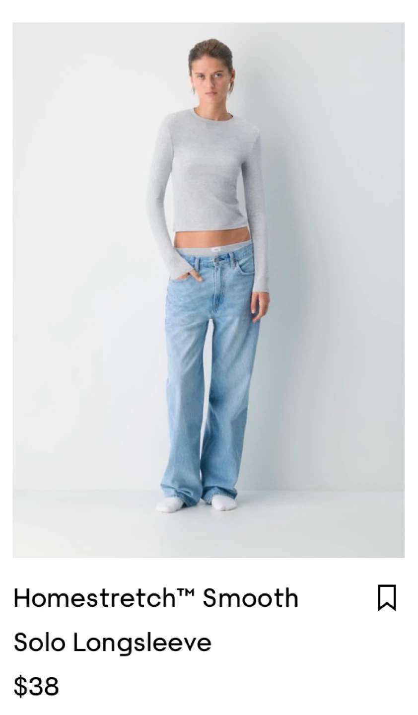 Aritzia Homestretch Grey Ribbed Long Sleeve Top | Women - photo 5