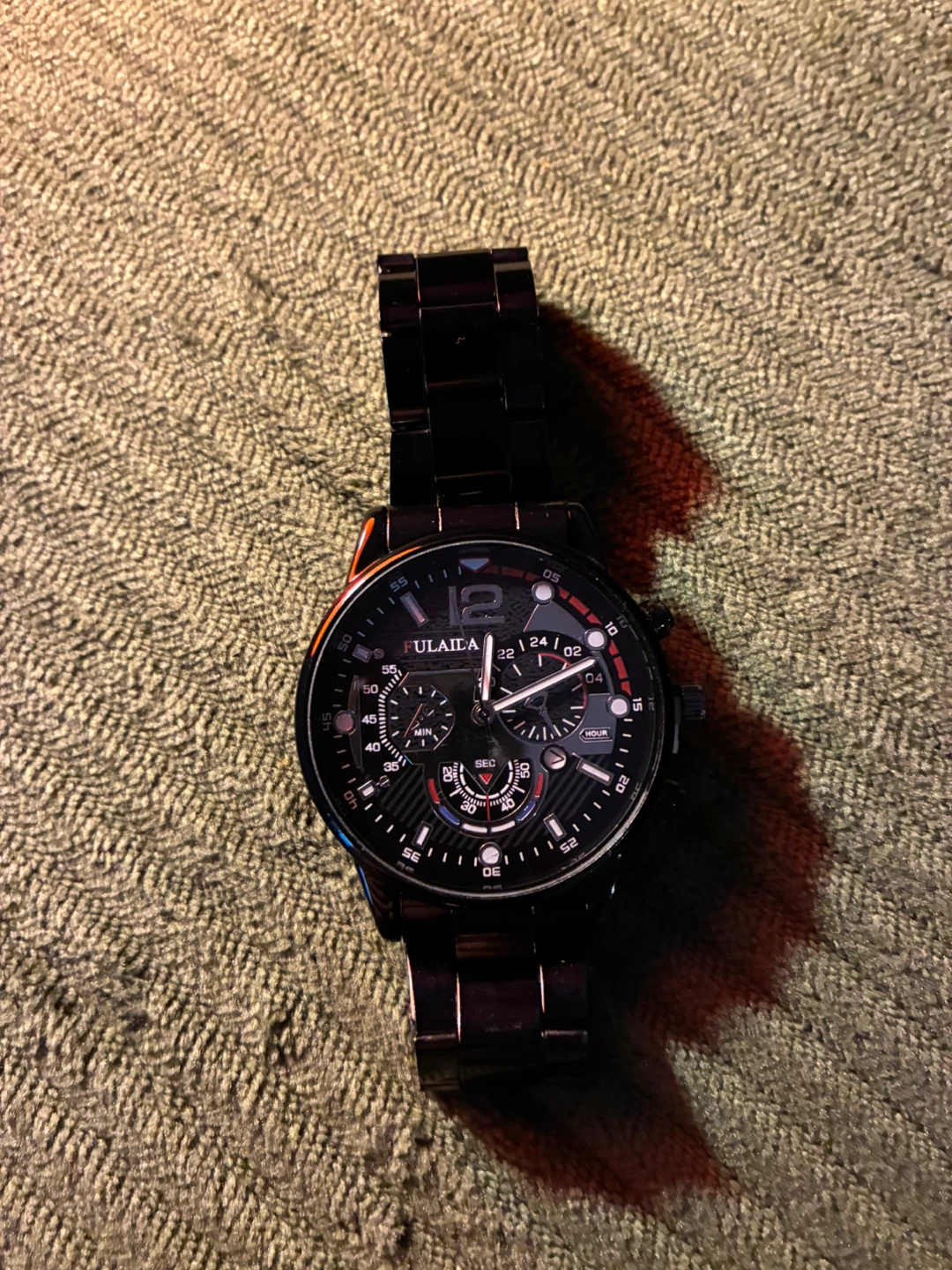Black Metal Band Chronograph Watch
