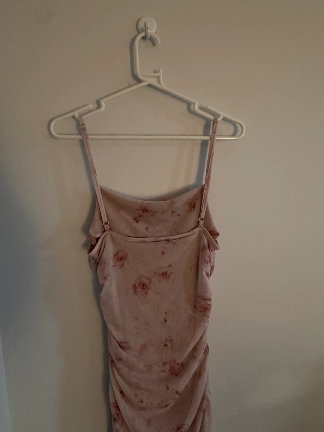 Pink Floral Ruched Maxi Dress