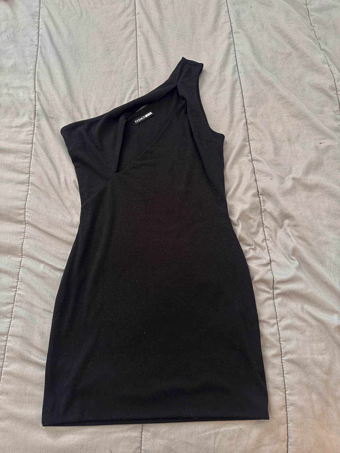 Fashion Nova Black One-Shoulder Mini Dress