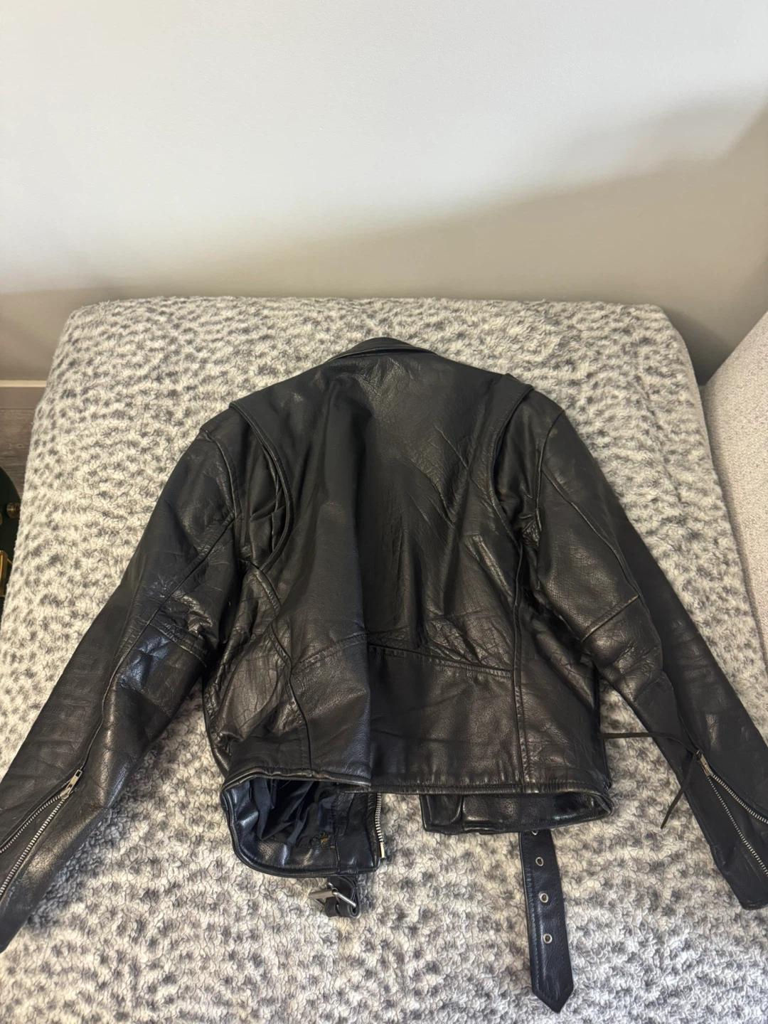 Black Leather Biker Jacket - photo 2