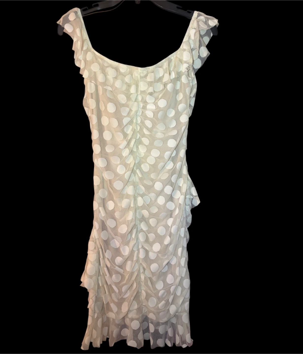 White Polka Dot Ruffled Sheer Dress - photo 2