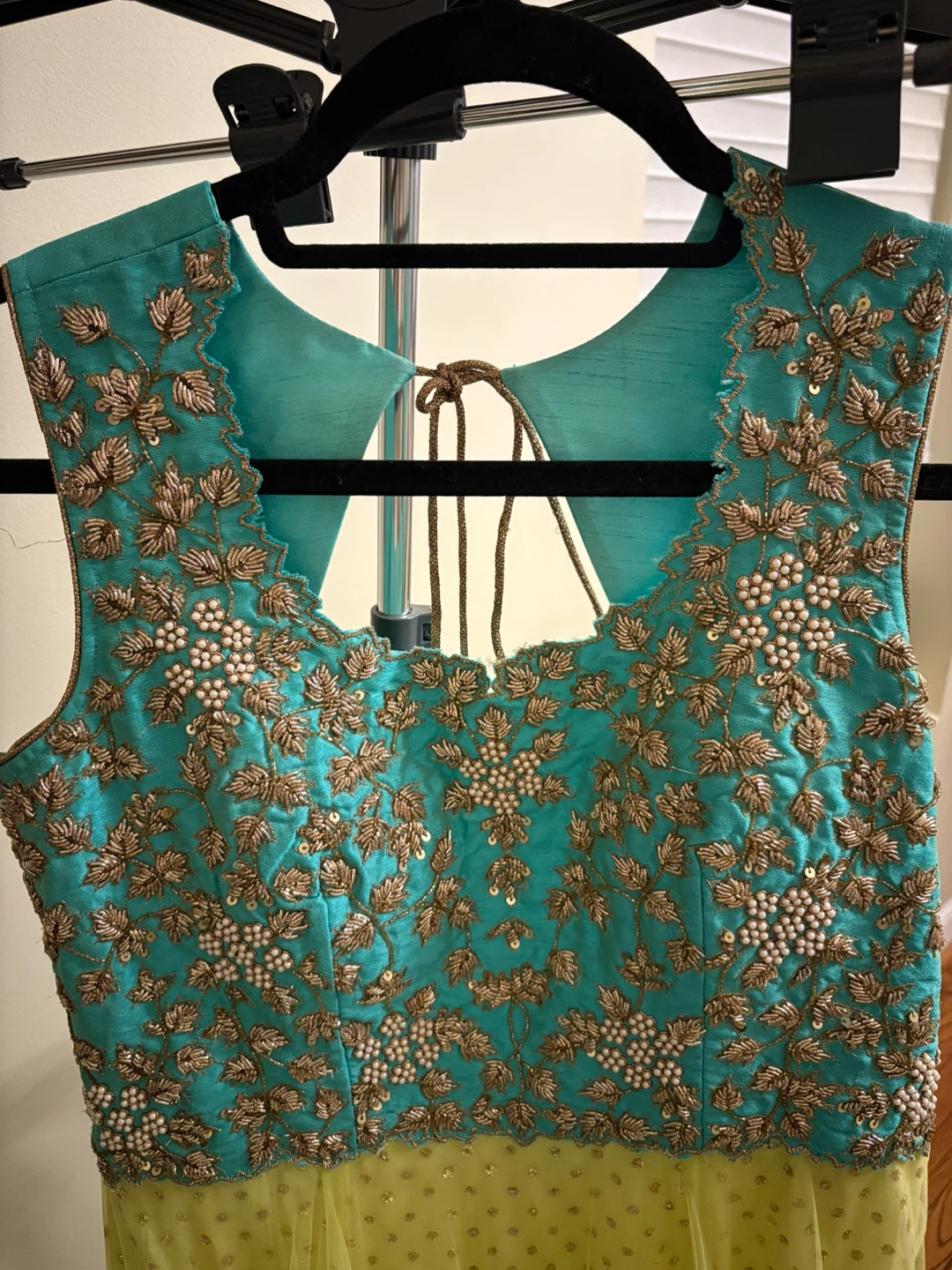 Teal and Yellow Anarkali With Churidar and Dupatta - photo 2