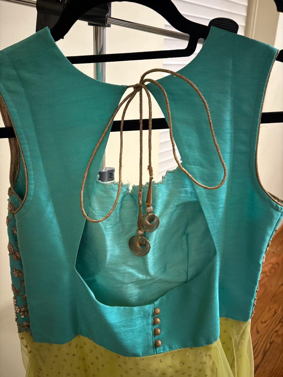 Teal and Yellow Anarkali With Churidar and Dupatta - photo 4