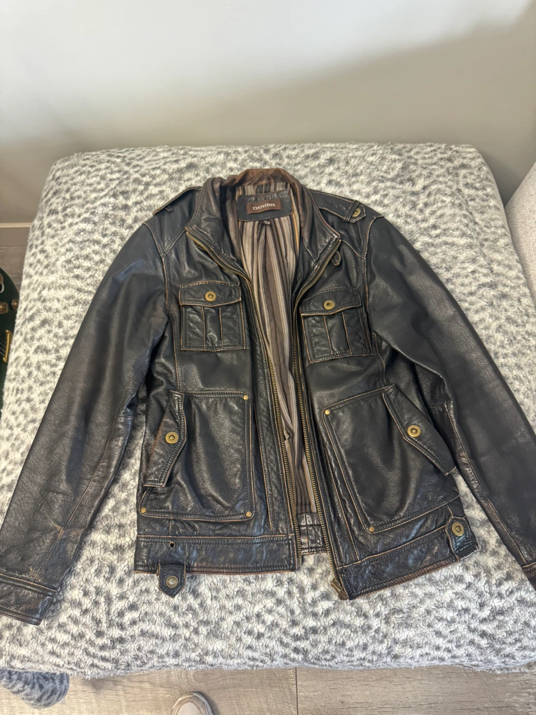 DANIER Brown Leather Jacket - Size S/P