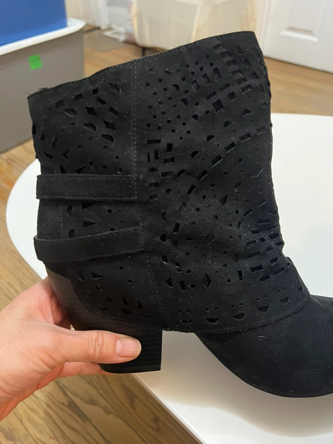 Black Cutout Ankle Boots with Buckles - photo 5