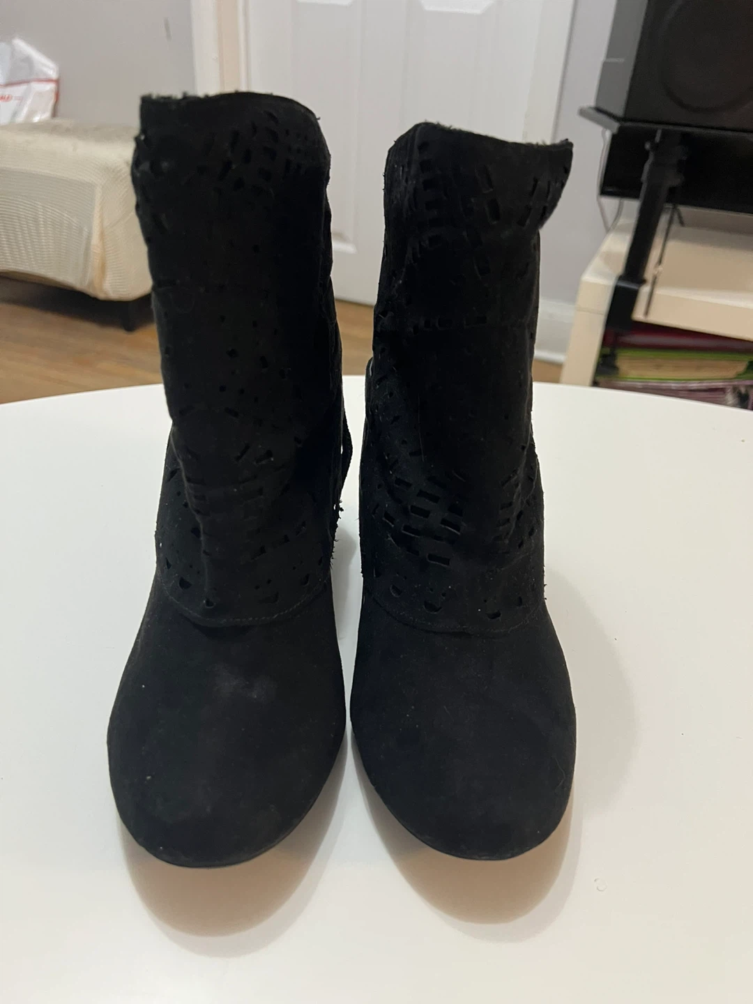 Black Cutout Ankle Boots with Buckles - photo 3