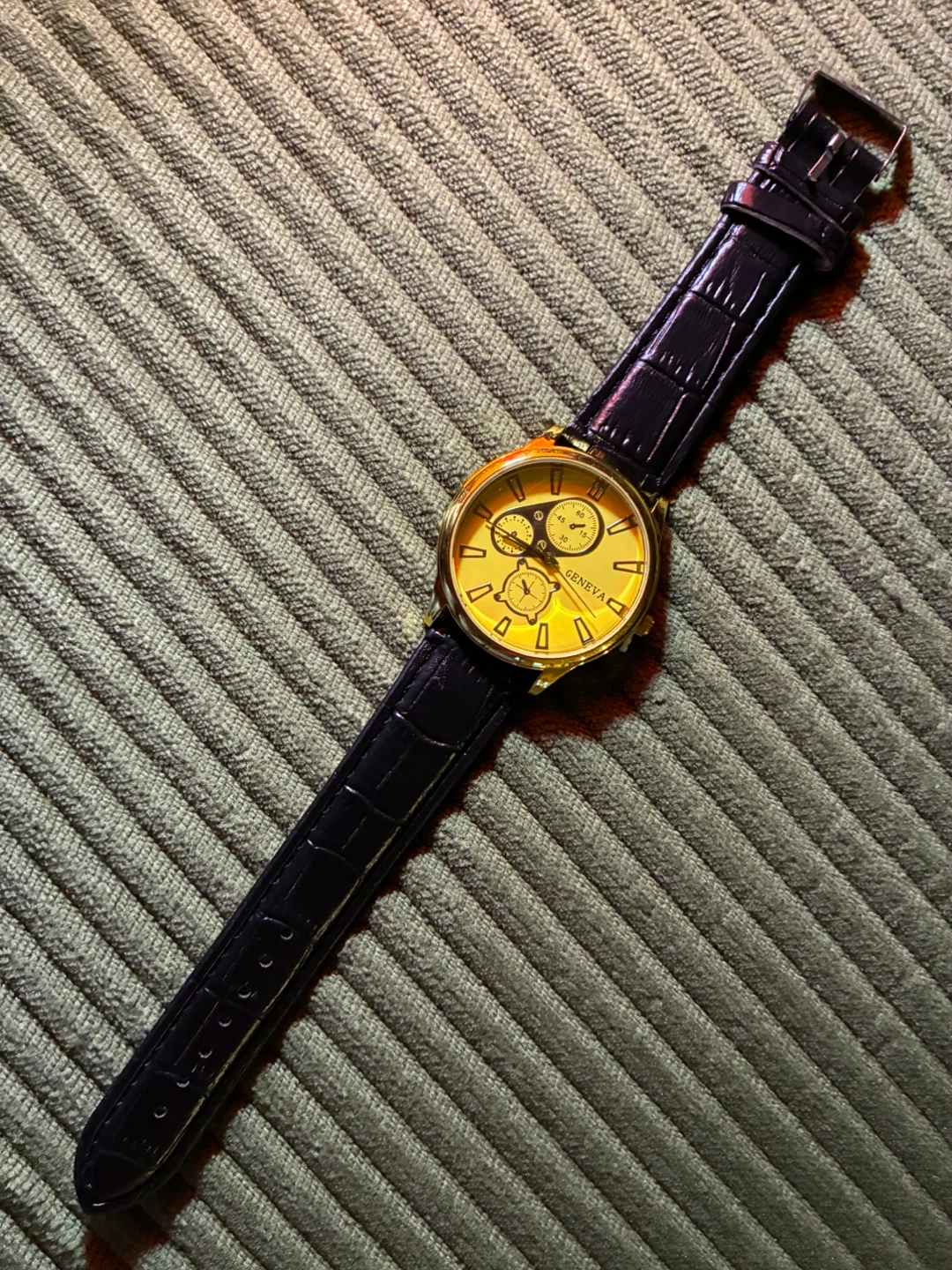 Geneva Gold Tone Watch with Black Band - photo 2