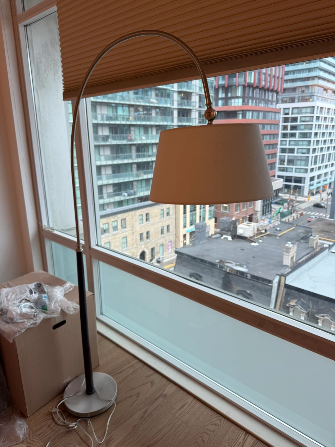 Arc Floor Lamp with Cream Shade