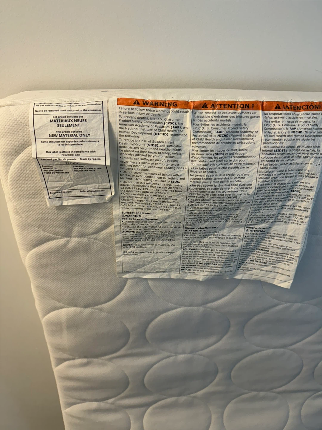 White Crib Mattress with Polyurethane Foam and Polyester Fiber - photo 4