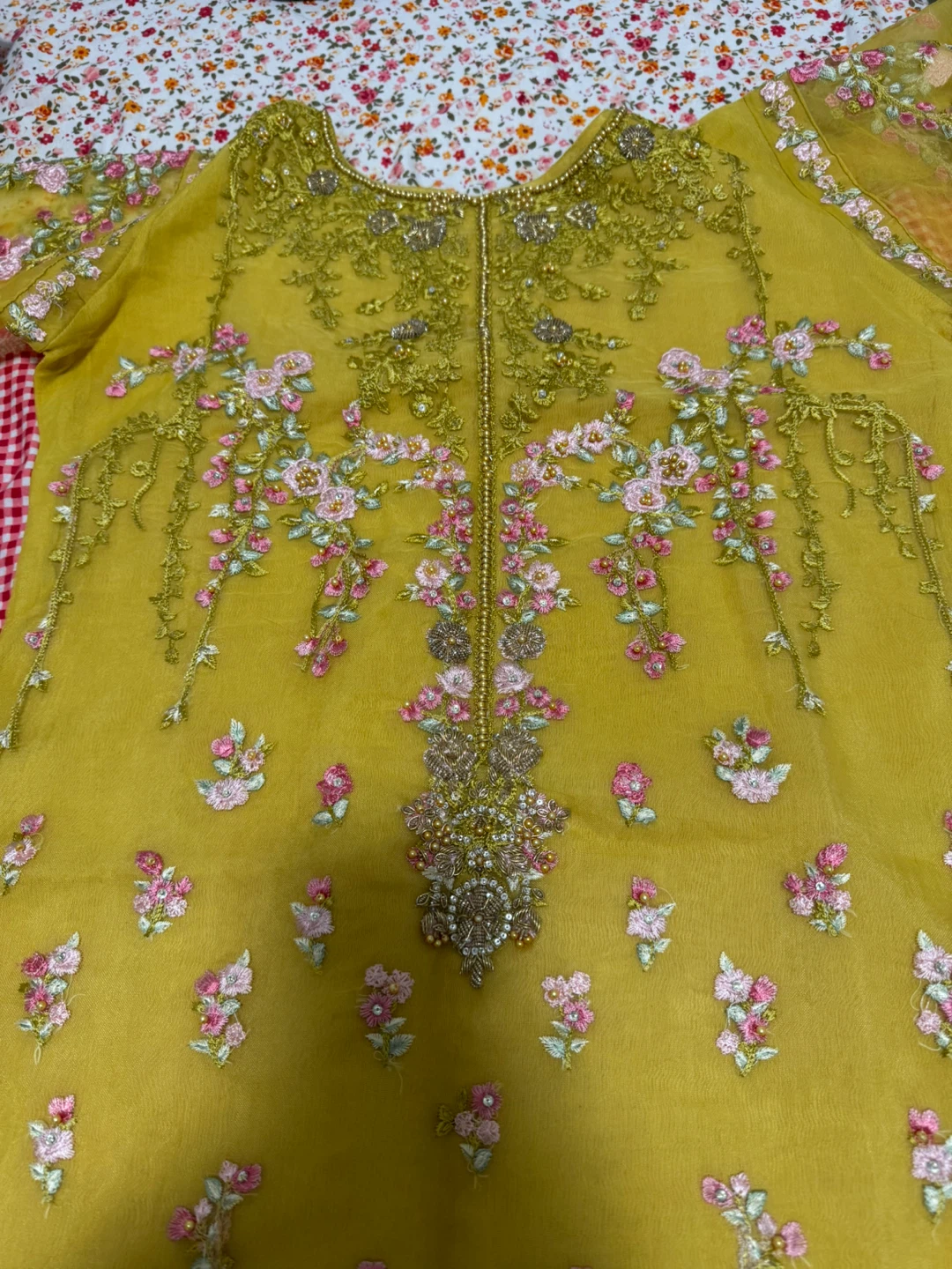 Embroidered Yellow Kurti