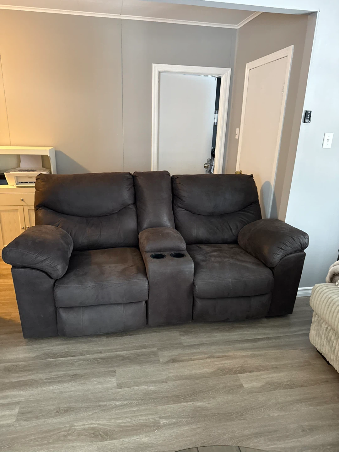 Dark Brown Double Recliner with Cup Holders