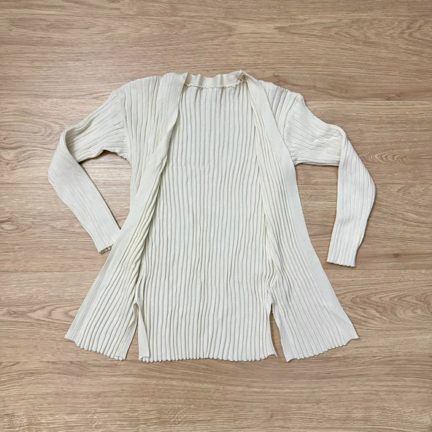 NEW Cream White Ribbed Bodycon Slit Midi Dress w/ Cardigan - photo 4