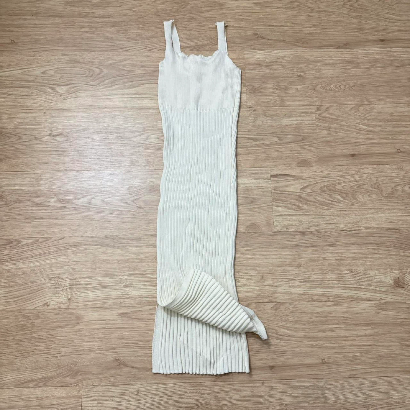 NEW Cream White Ribbed Bodycon Slit Midi Dress w/ Cardigan - photo 5