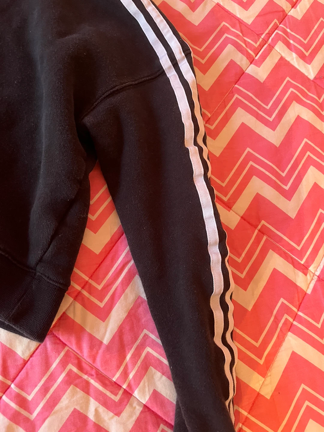 Adidas Black Cropped Hoodie with White Stripes - photo 3
