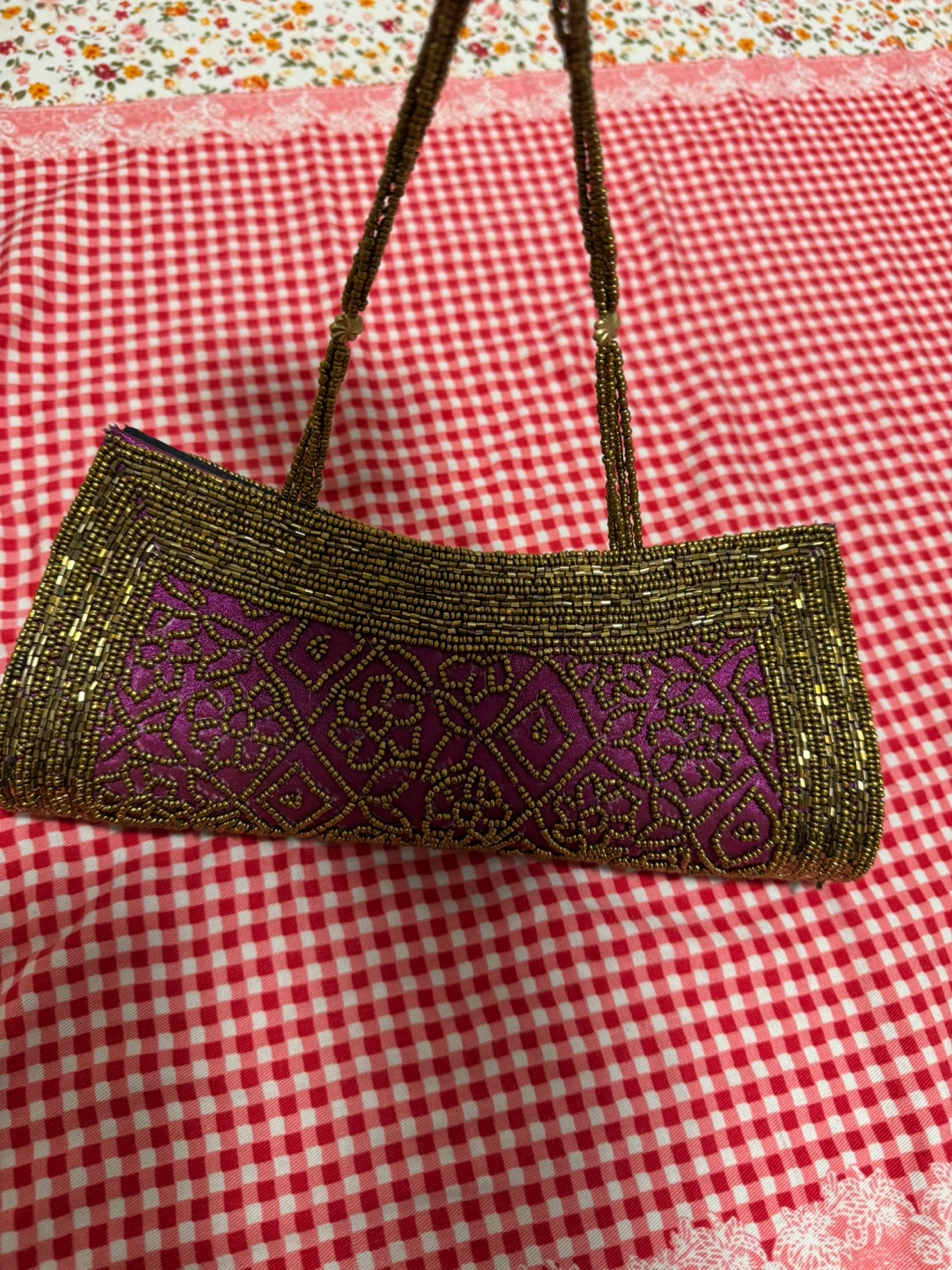 Beaded Clutch Purse with Handle