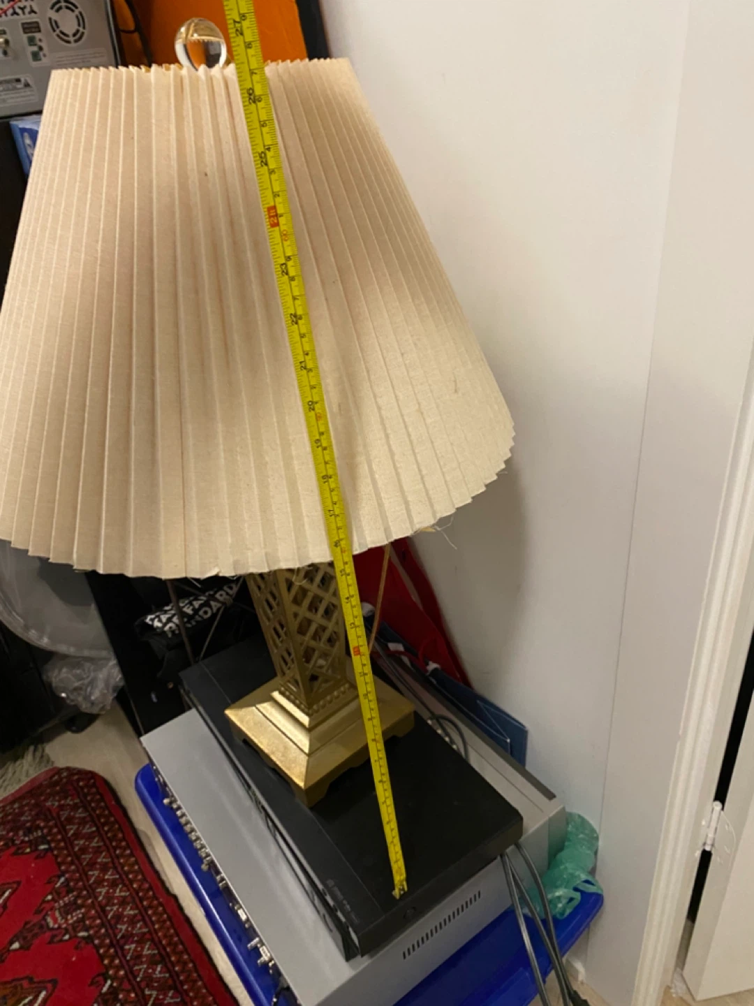 Vintage Pleated Table Lamp with Gold Finish