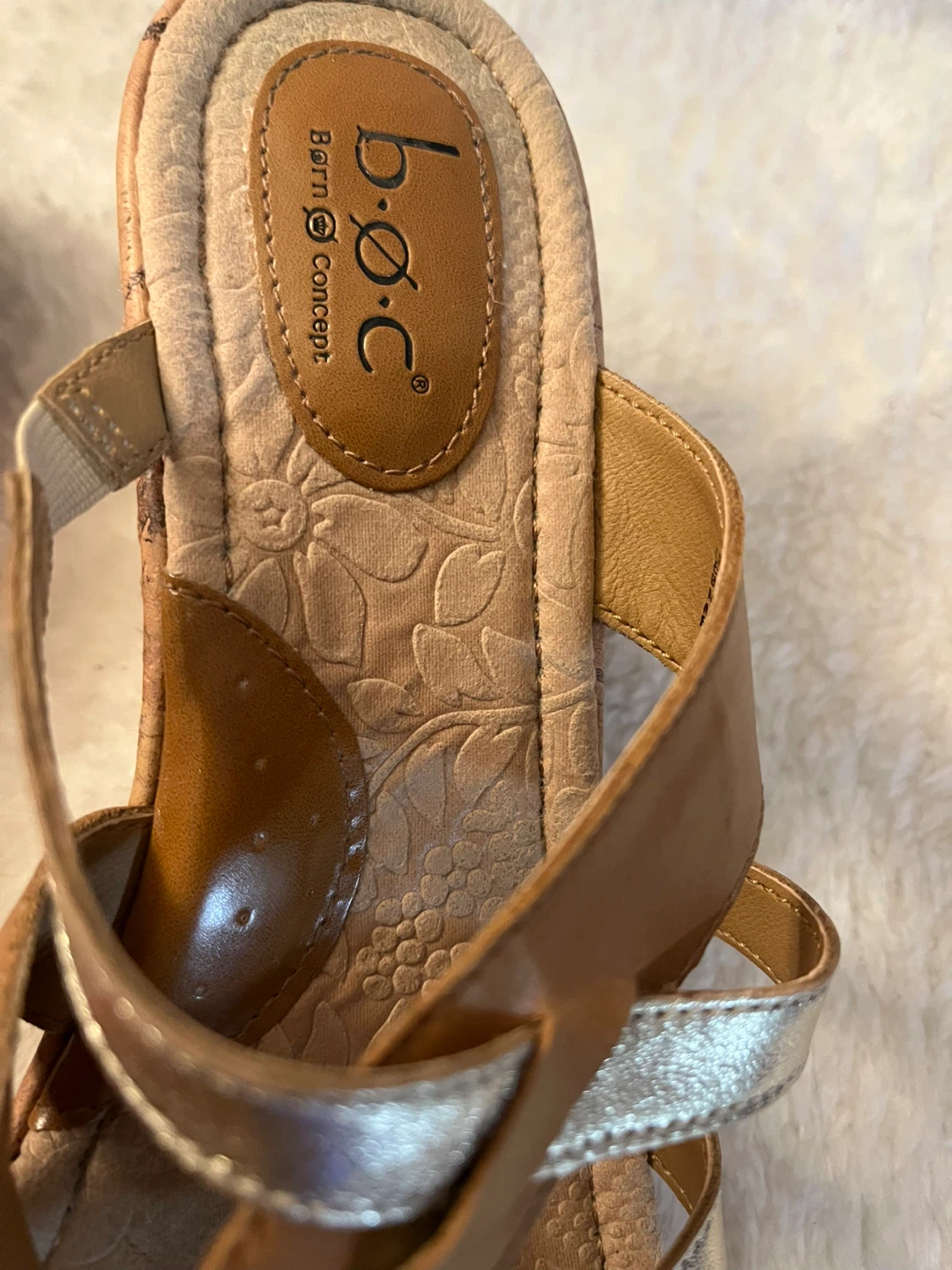Leather & Cork Wedge Sandals Size 8M - photo 4