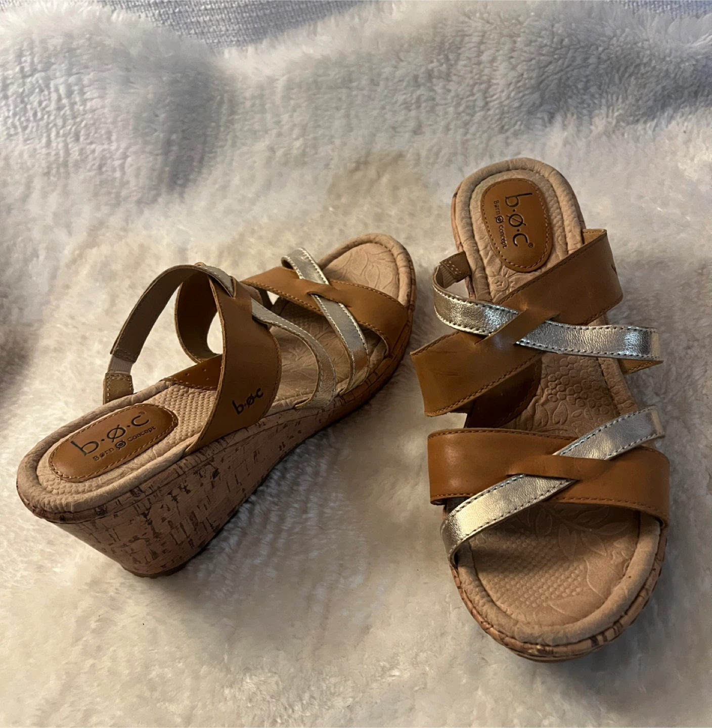 Leather & Cork Wedge Sandals Size 8M - photo 3