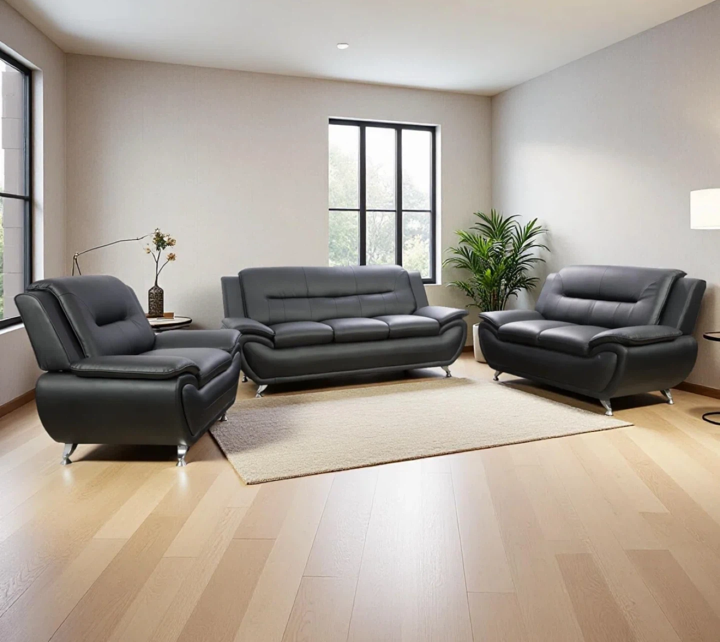 Leather Sofa Set - 3 Piece