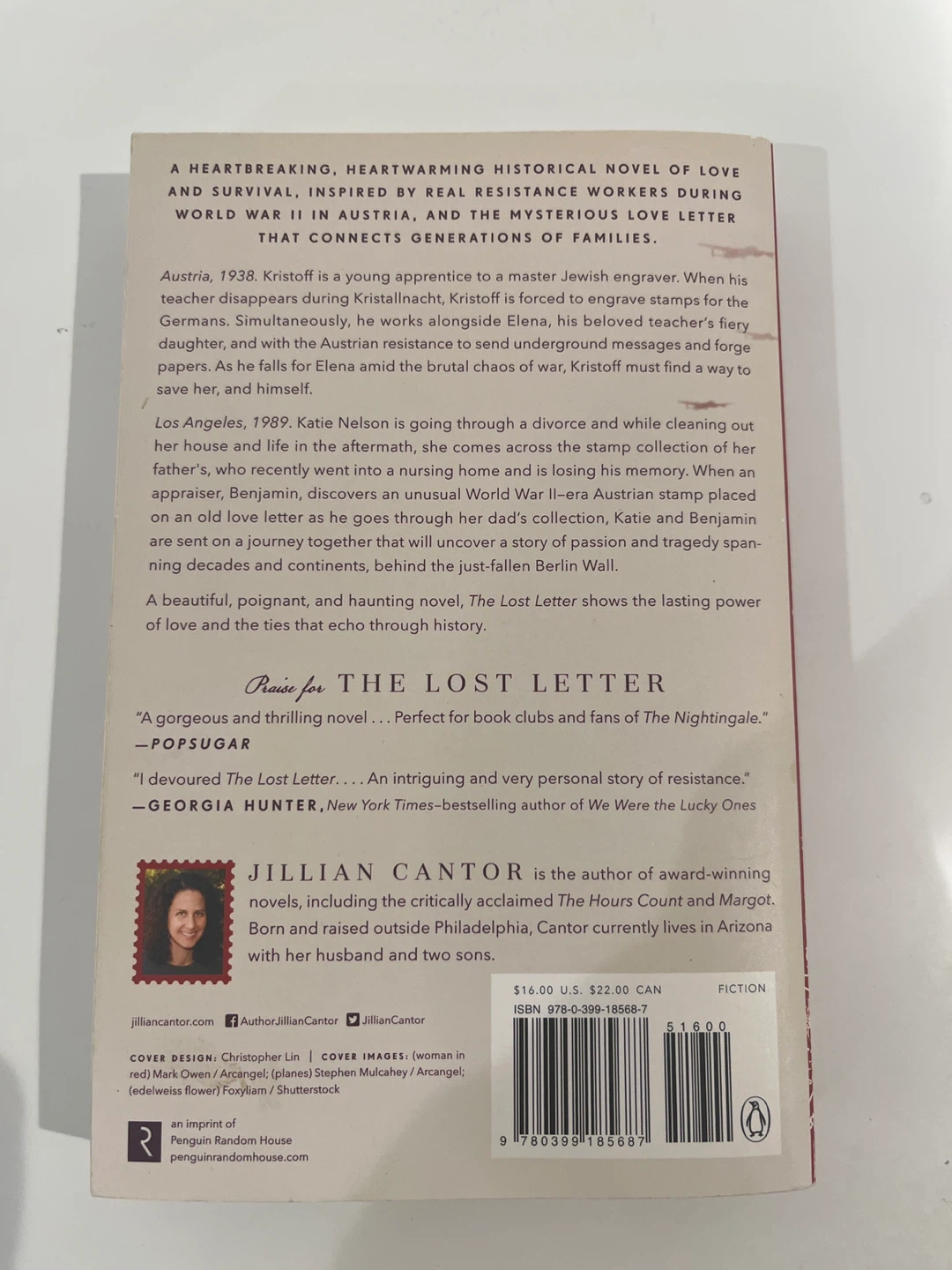 🧡The Lost Letter A Novel by Jillian Cantor Paperback🧡 - photo 2