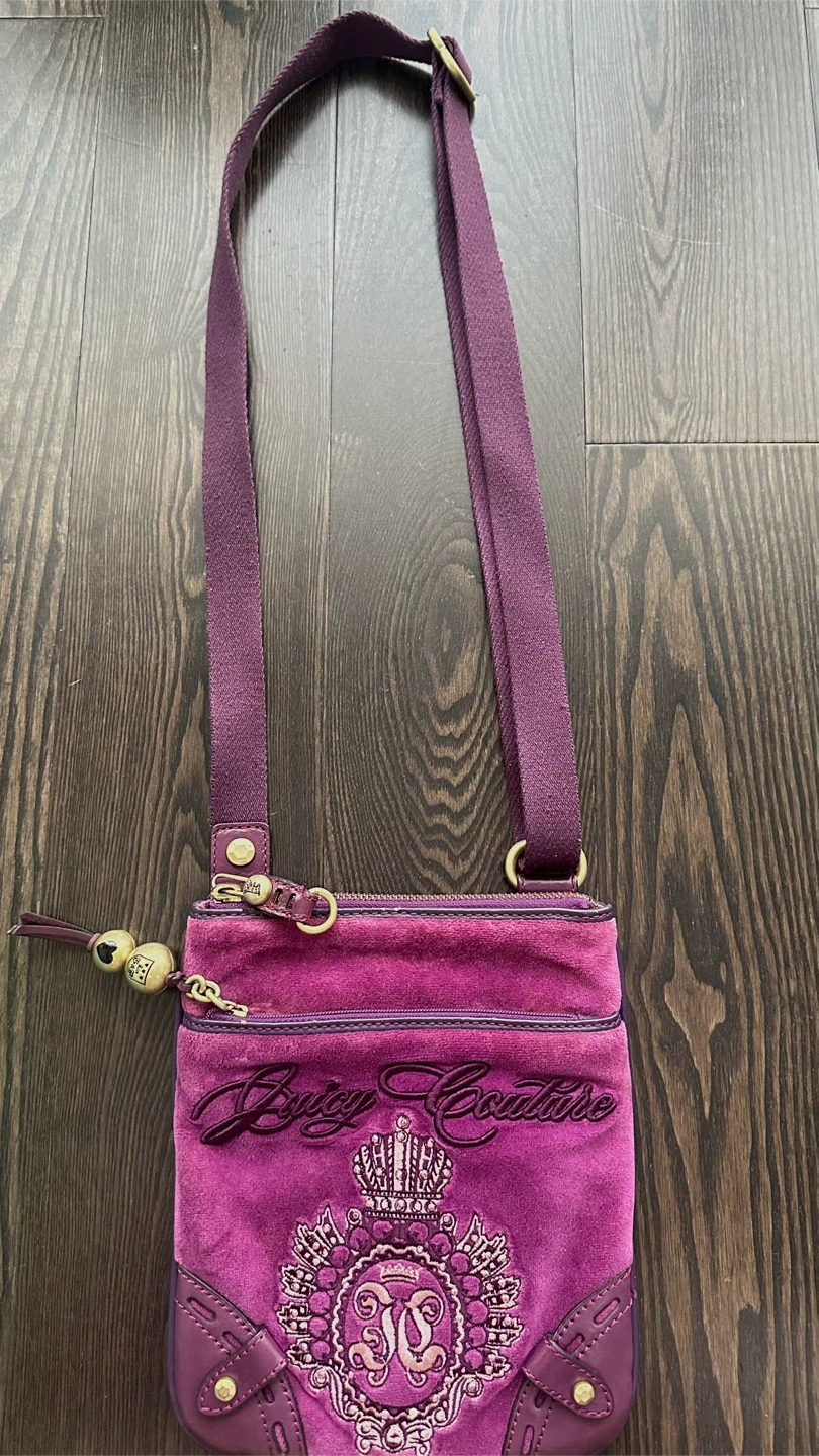 Juicy Couture Purple Suede Heart Crossbody Bag