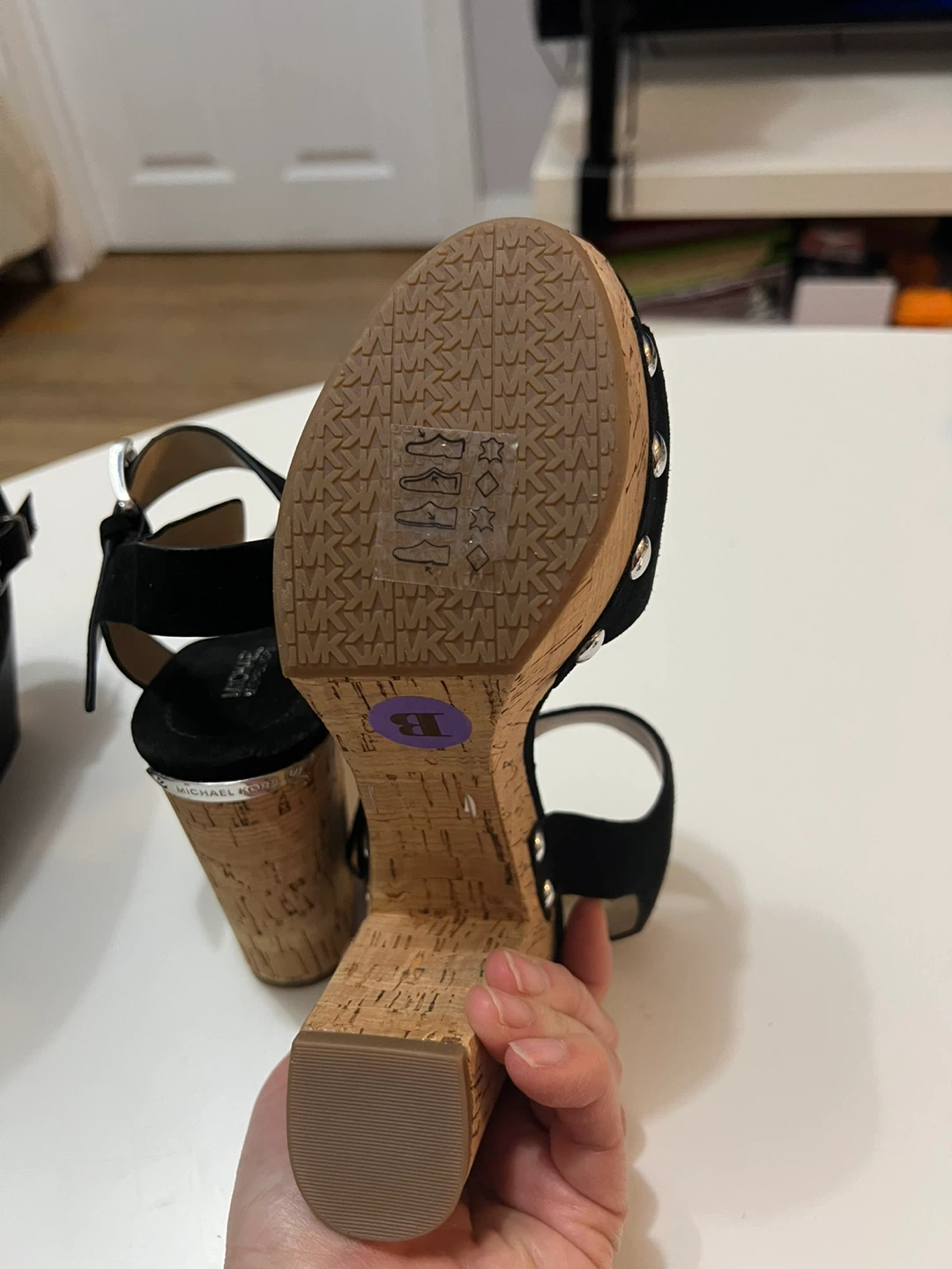 Michael Kors Black Suede Cork Wedge Sandals - photo 5