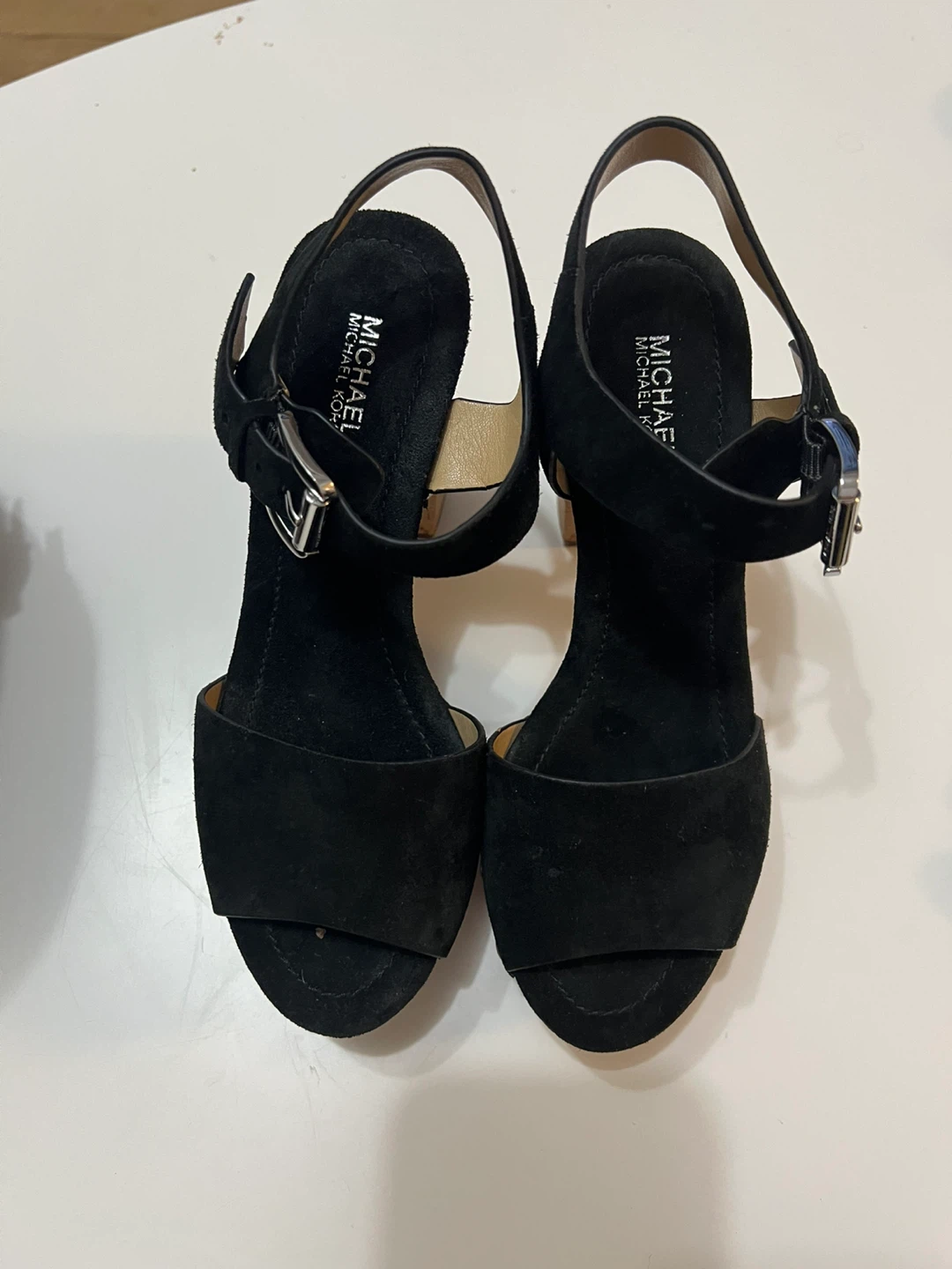 Michael Kors Black Suede Cork Wedge Sandals - photo 2