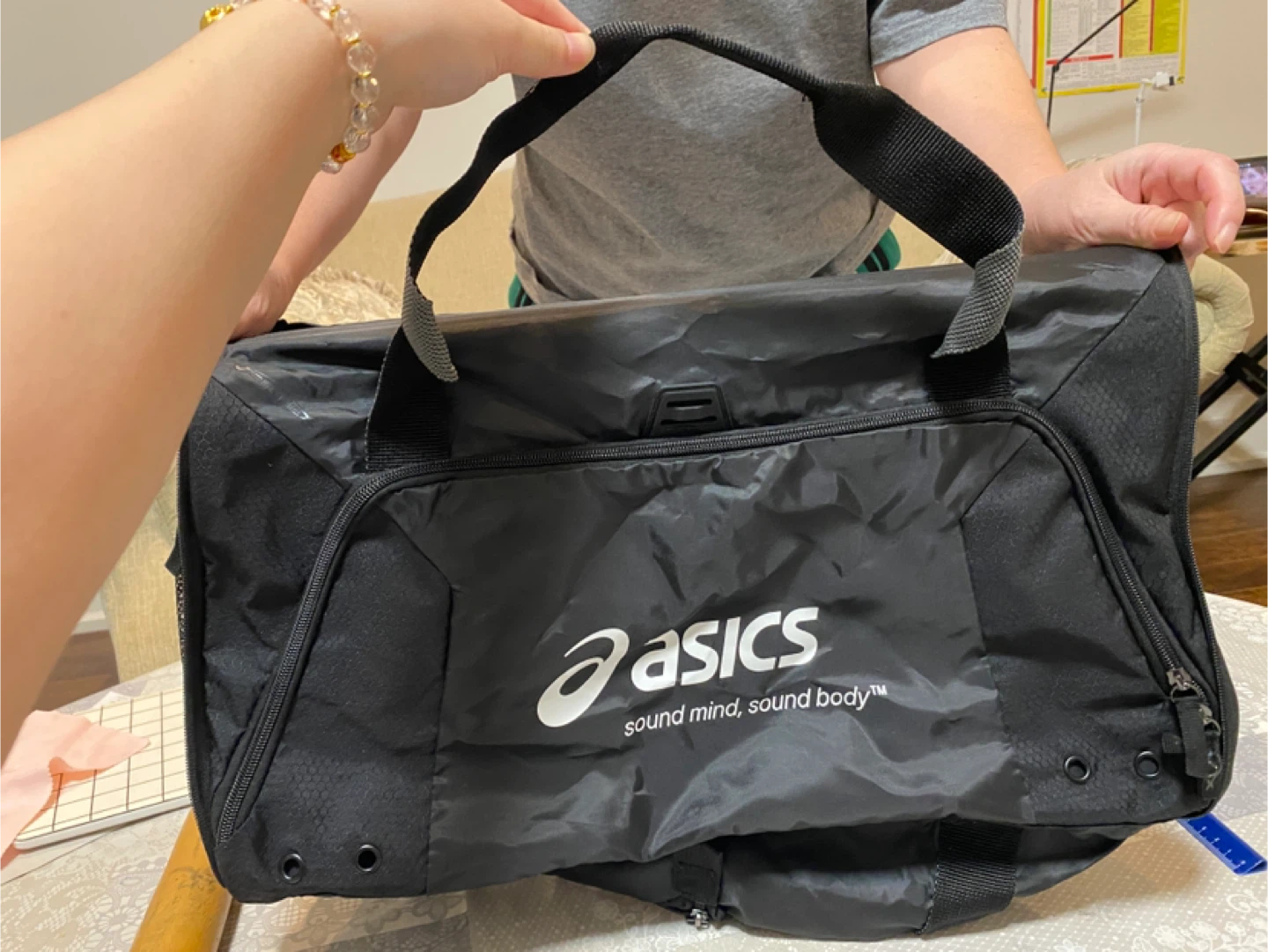 Asics Foldable Duffle Bag, Water-Resistant Sports Gym Bag