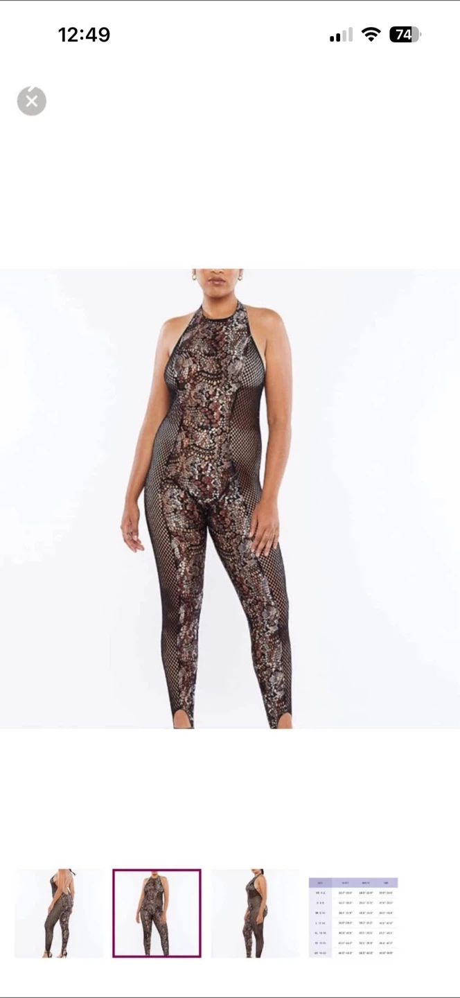 Fenty Sheer Mesh Snake Print Jumpsuit-large