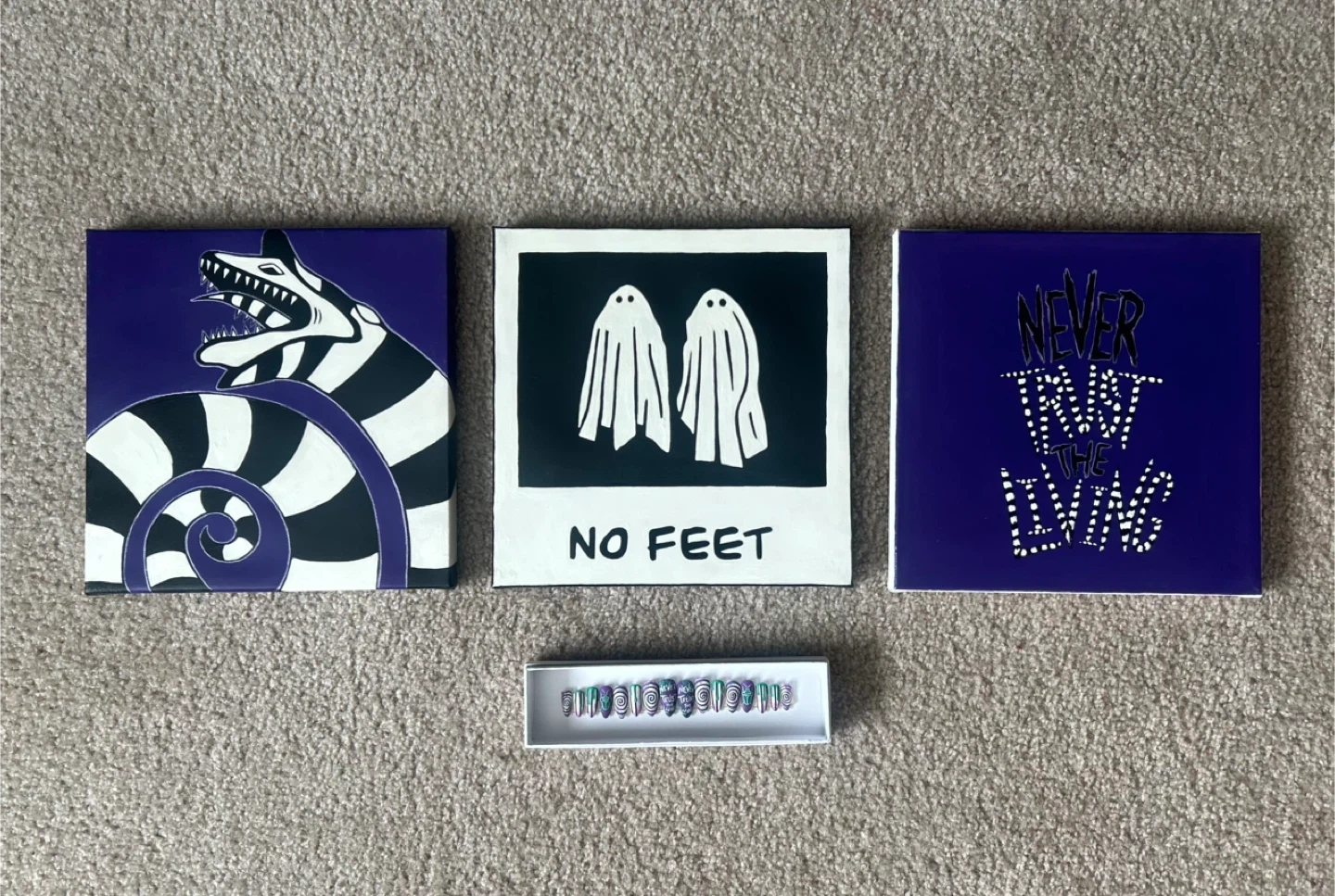 Beetlejuice Themed Art Prints & Press-On Nails Set