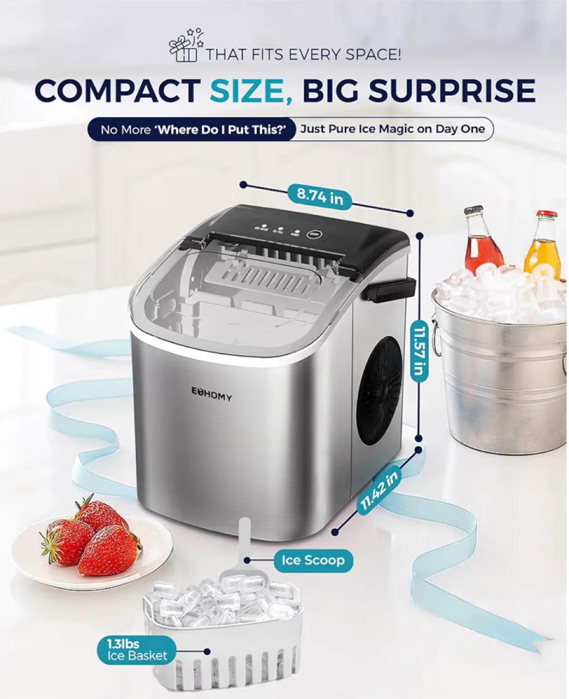 EUHOMY Portable Ice Maker Machine