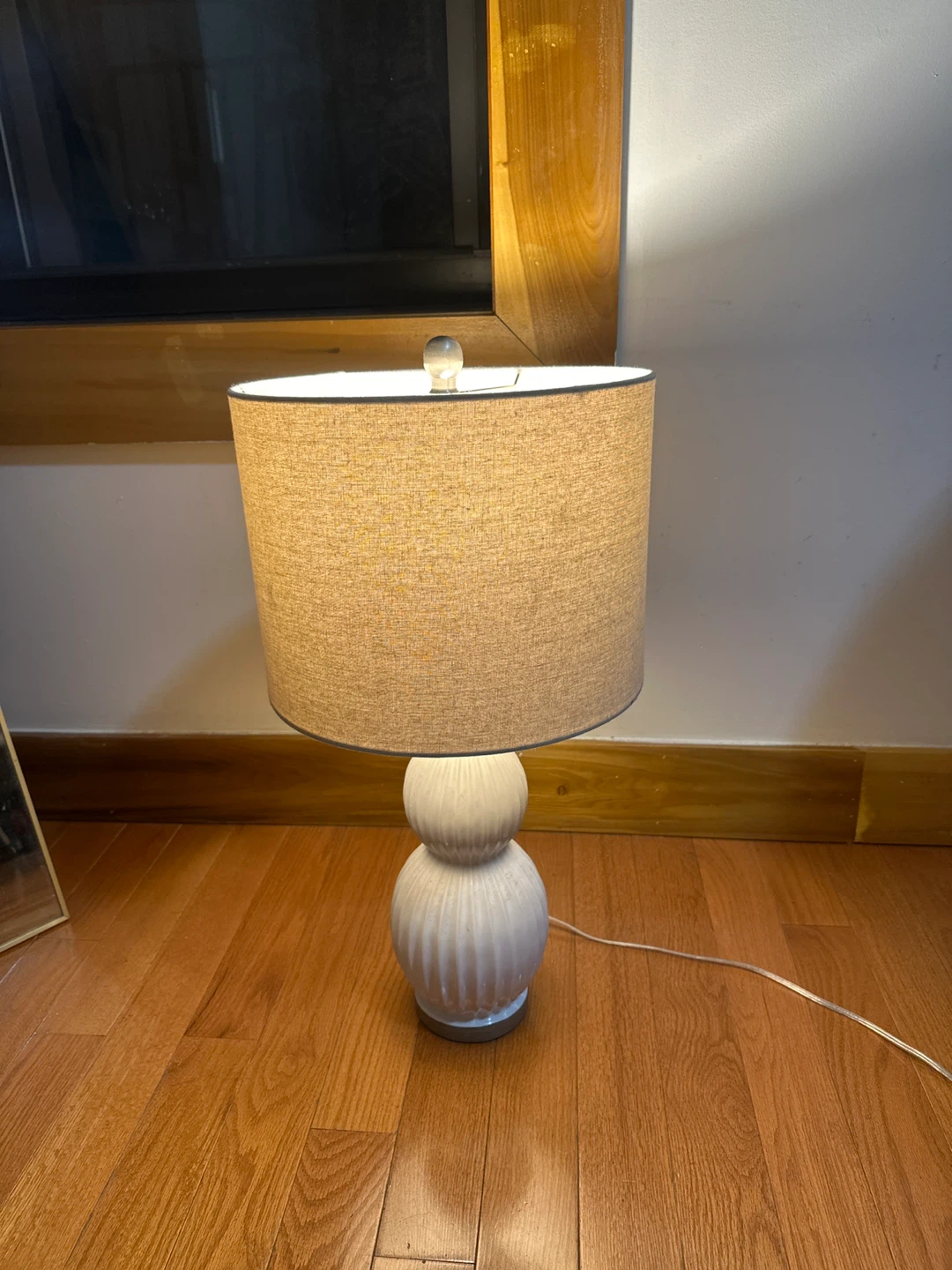 White Ceramic Accent Table Lamp with Fabric Shade