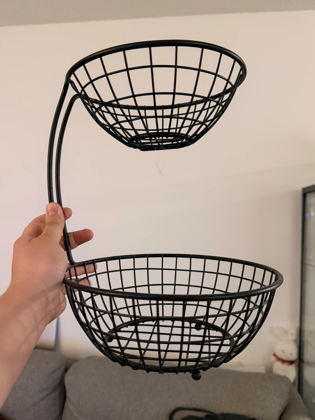 Countertop 2-tier black metal fruit basket