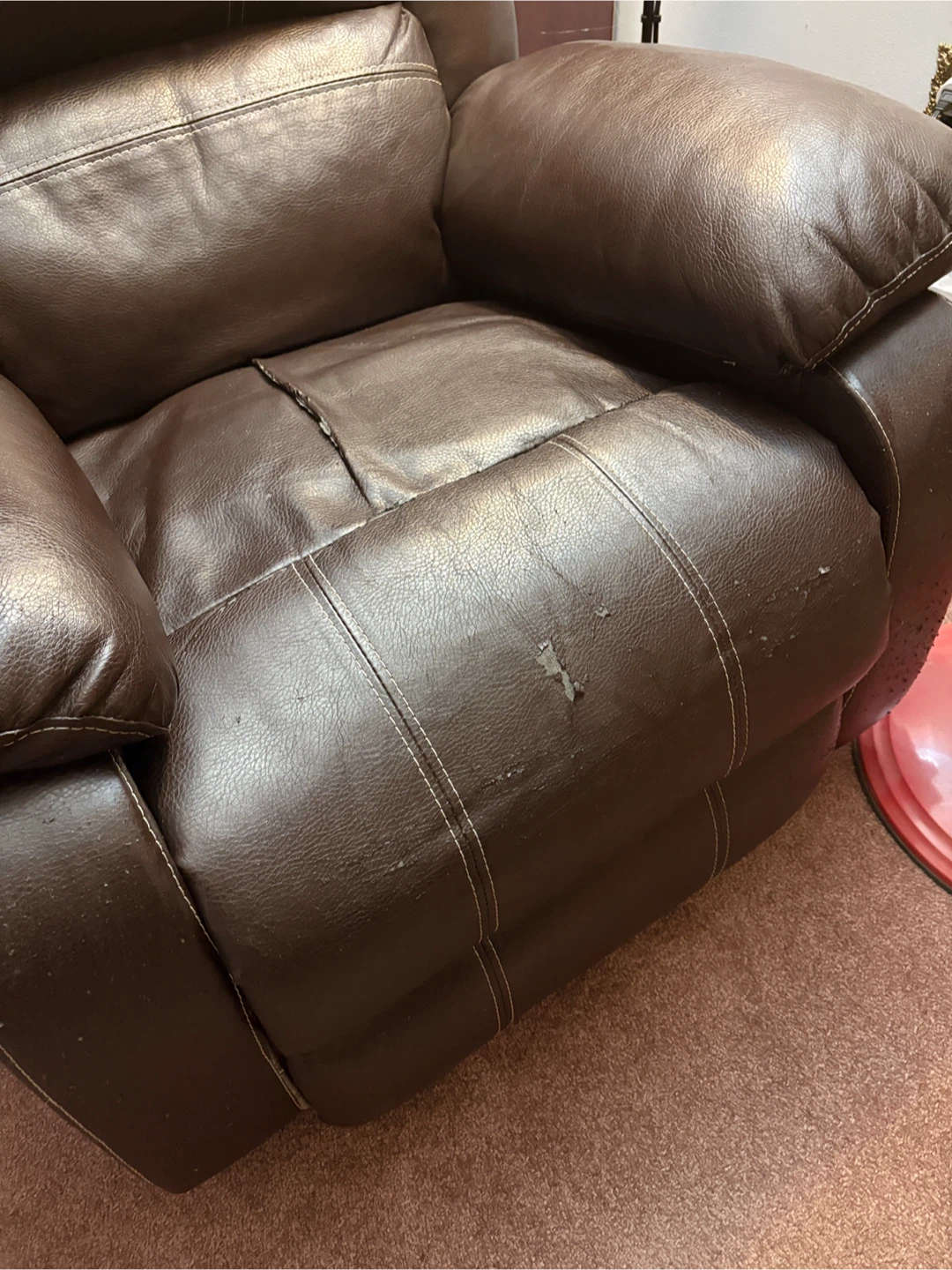 FREE Brown Leather Recliner Chair - photo 2