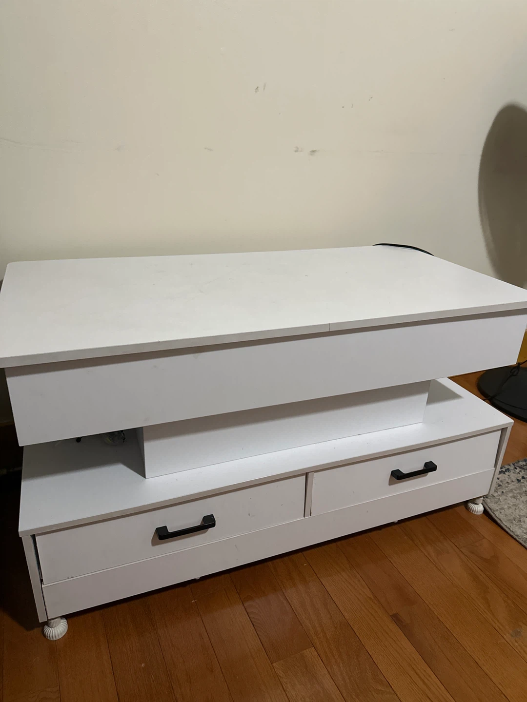 White Lift Top Coffee Table with Drawers