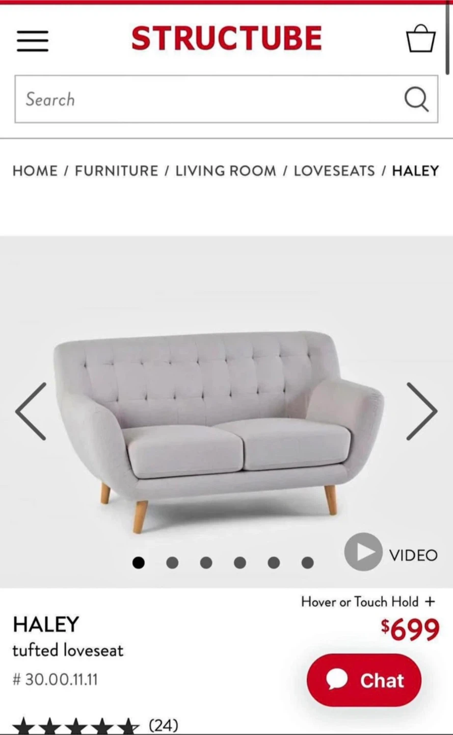 Structube Haley Tufted Loveseat - Light Grey