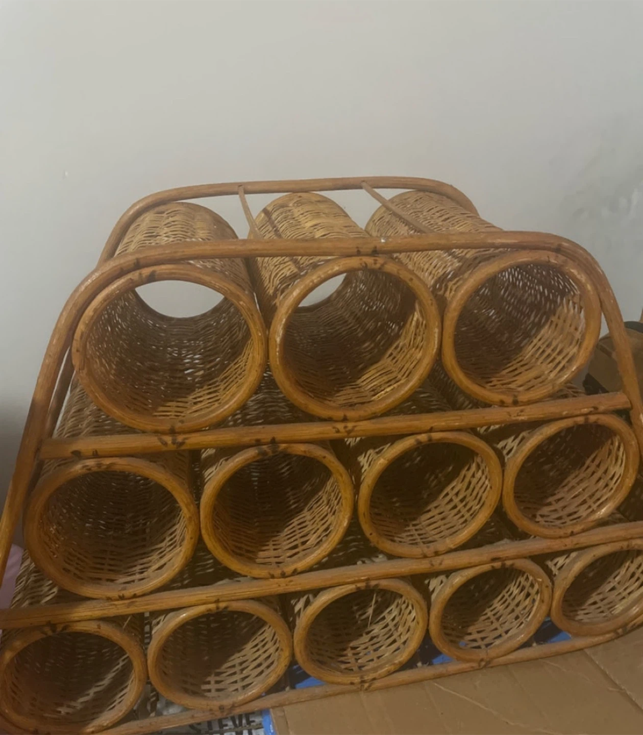 Wicker Wine Rack with 12 Holders