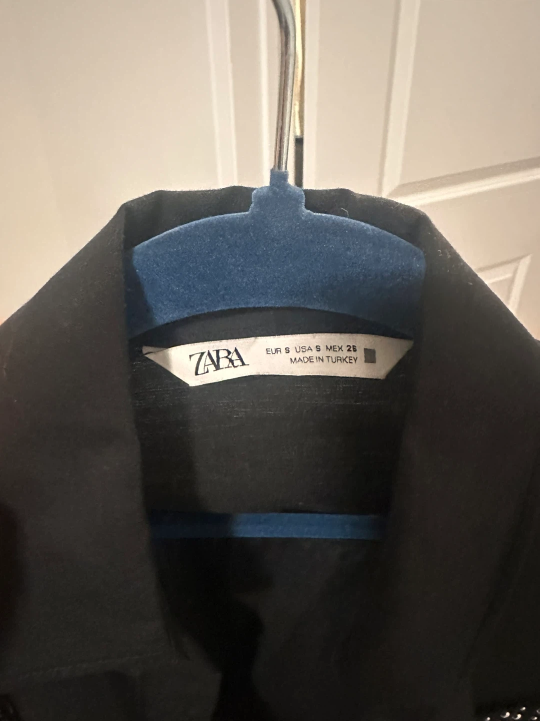 ZARA Black Embellished Button-Up Shirt