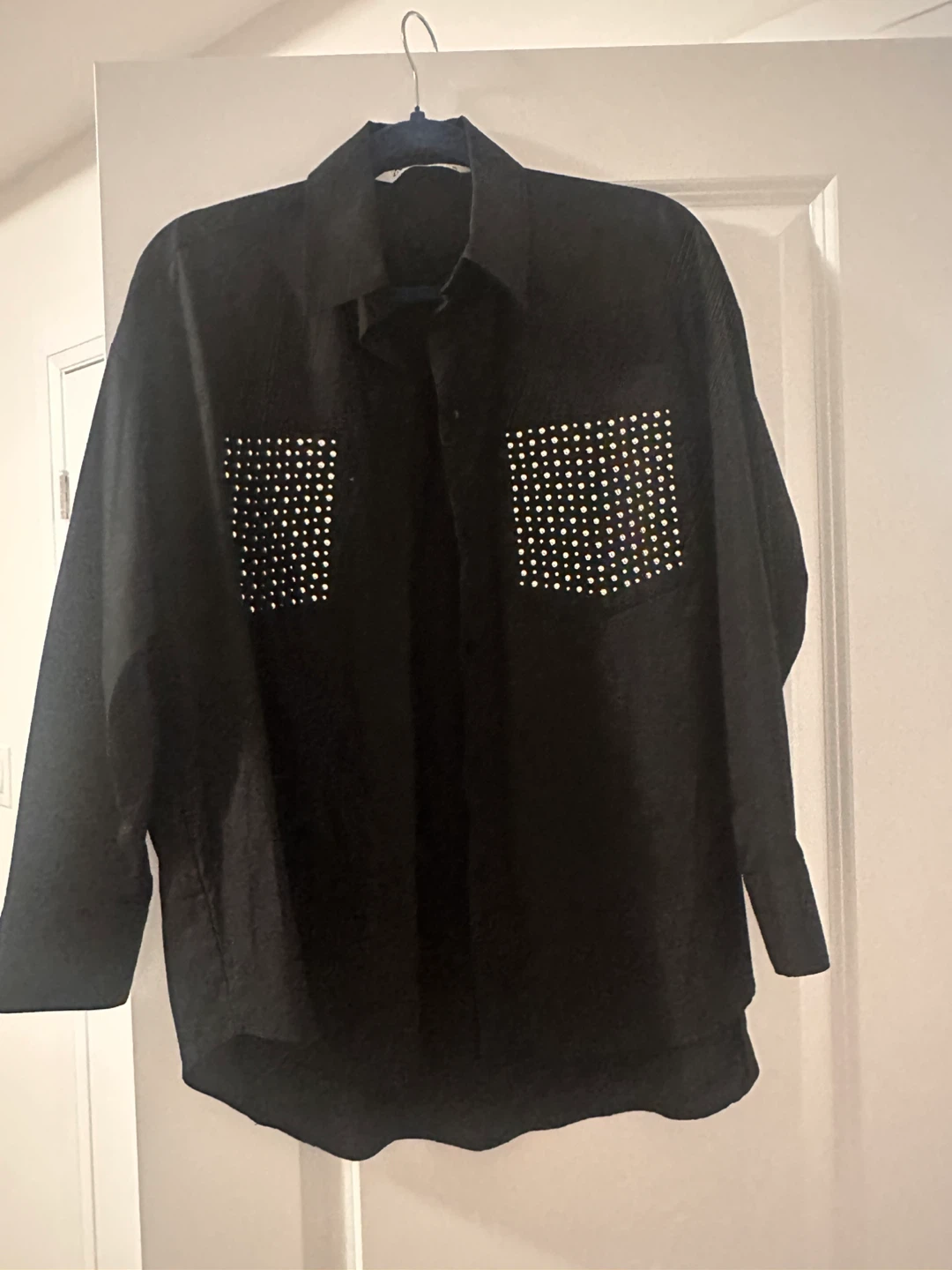 ZARA Black Embellished Button-Up Shirt - photo 2