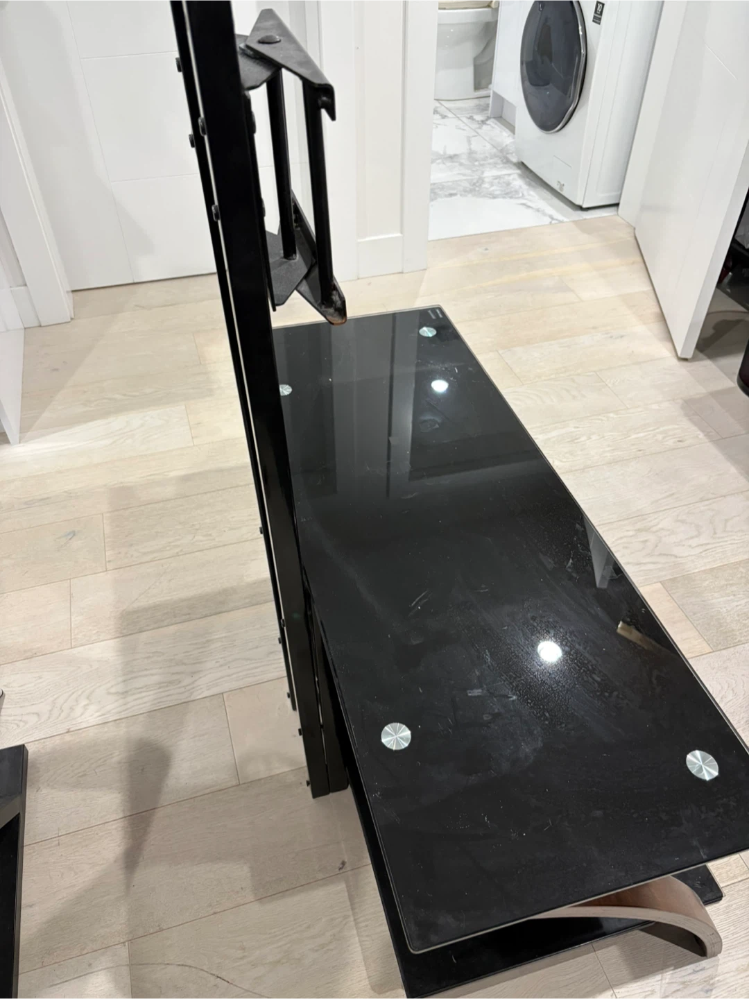 Black Glass Media Console TV Stand