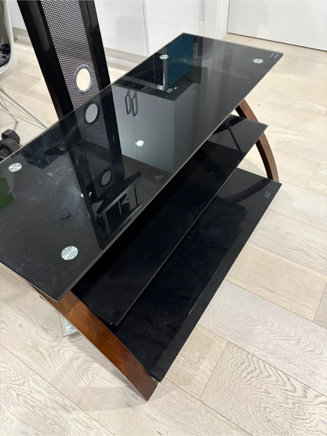 Black Glass Media Console TV Stand - photo 2