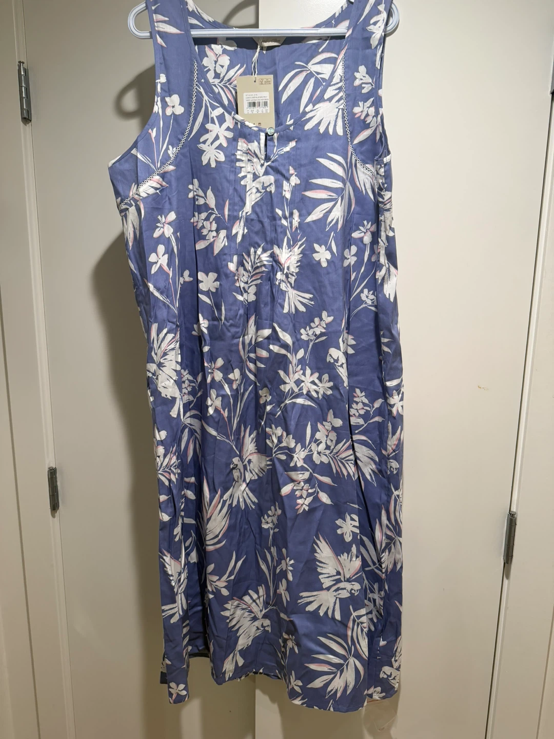 Nora Rose Blue Bird Print Long Nightdress