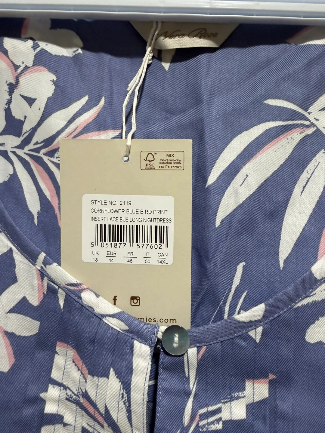 Nora Rose Blue Bird Print Long Nightdress - photo 2