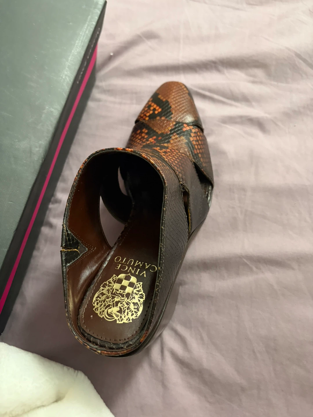 Vince Camuto Snake Print Heeled Mules - photo 2