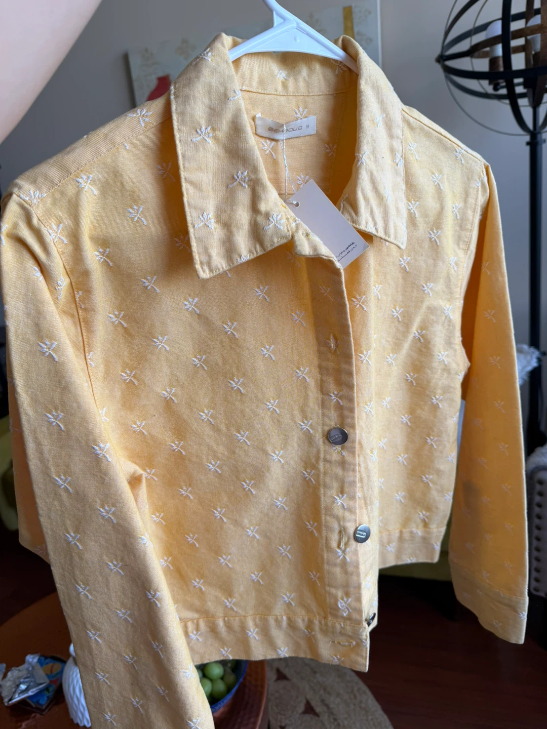 Yellow Embroidered Cropped Jacket - Size S - photo 3
