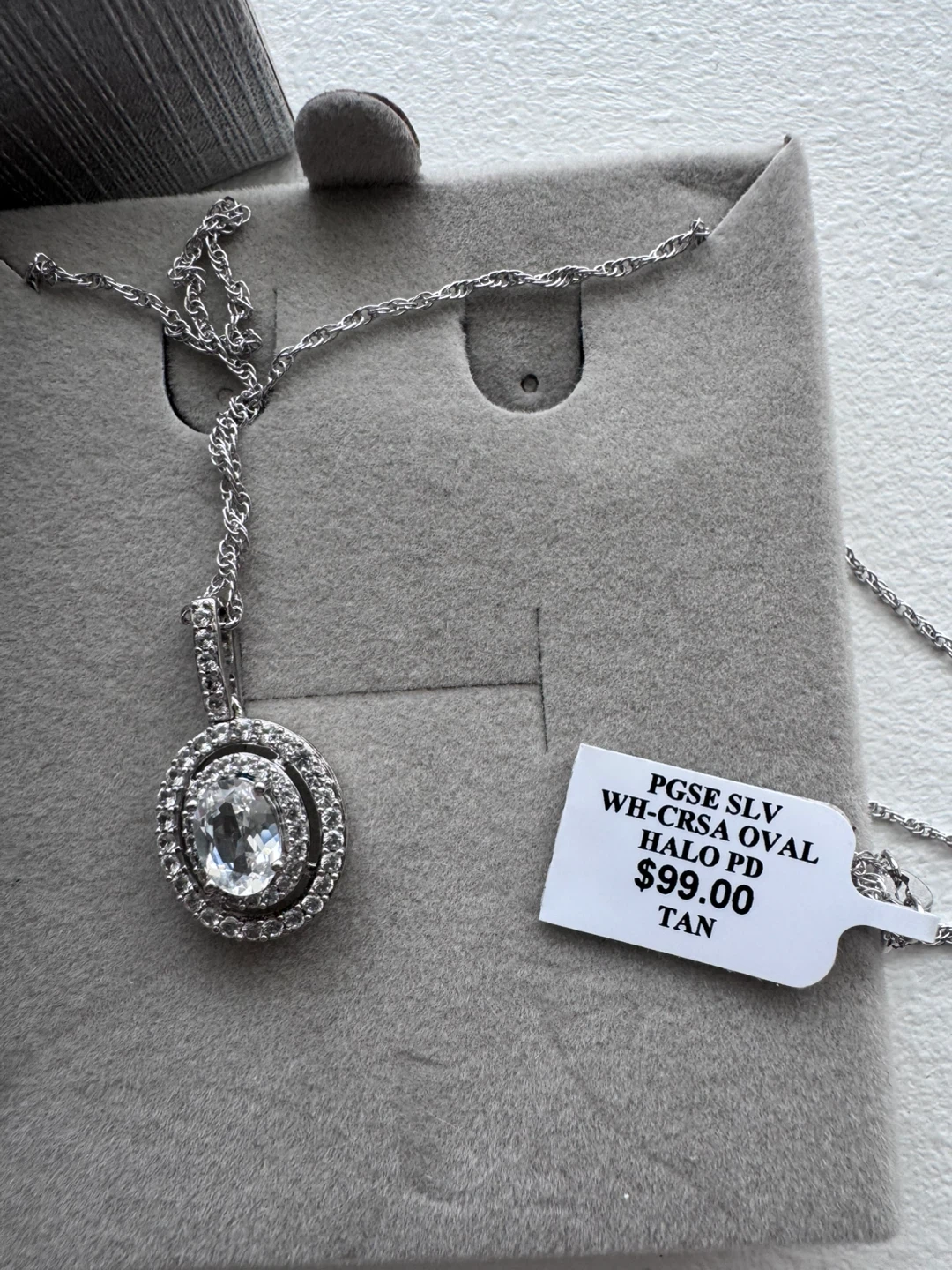 Sterling Silver Oval Halo Pendant Necklace