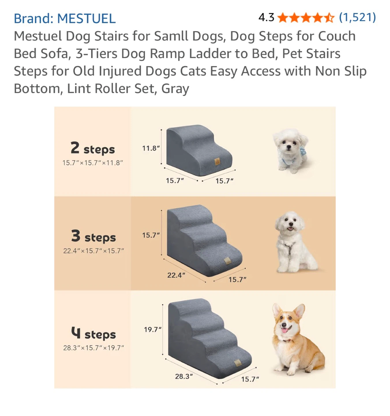 Mestuel 2-Step Dog Stairs - photo 3