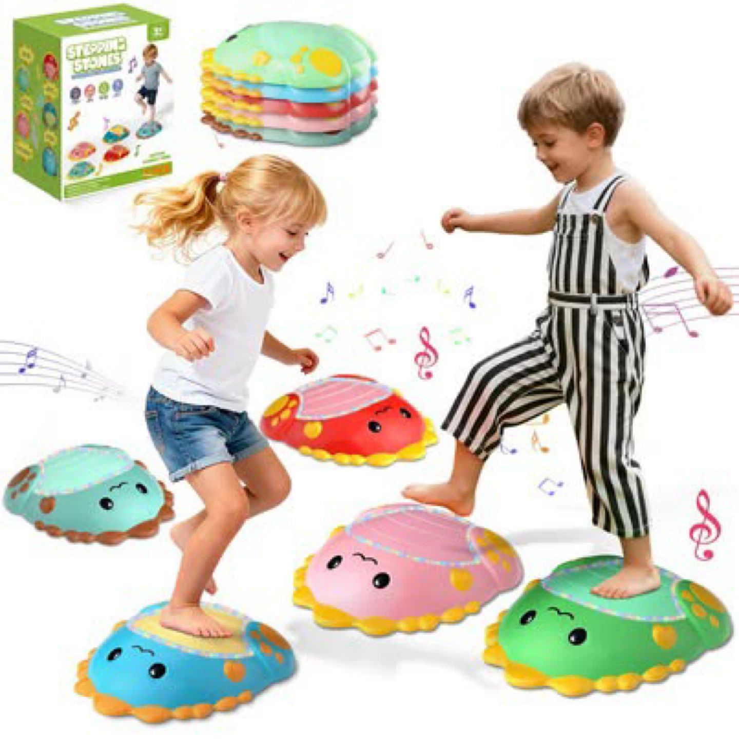 Dinosaur Stepping Stones Toys for Kids: 5pcs Light up & Music
